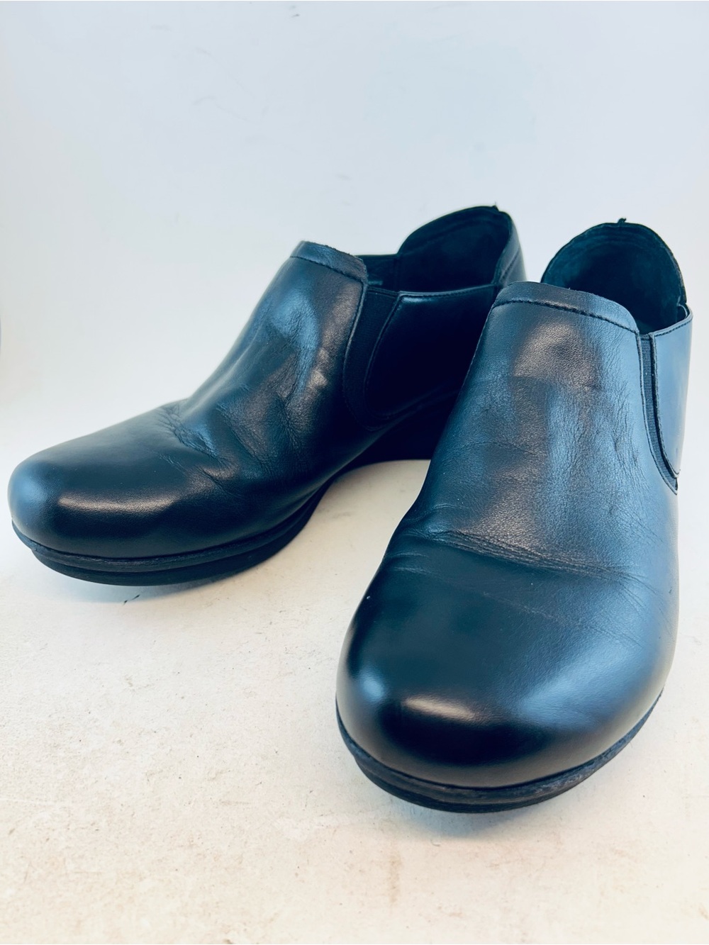 Dansko Black Leather Lynn Side Goring Slip On Shootie Clogs, size 42 11.5 12